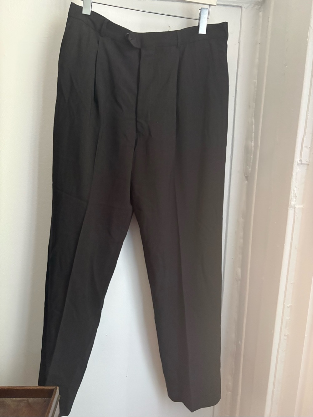 Giorgio Armani Charcoal Pleated Dress Trousers